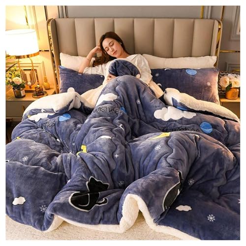 Dicker und dichter Fleece-Lamm-Samtstoff, Winter-Baumwolldecke, warmer Kaschmir-Steppkern, superweiche Bettwäsche, Woll-Fleece-Decke von Generisch