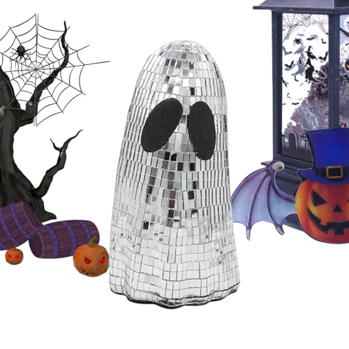 Disco Ball Ghost, Halloween Glitter Decor, 5.9x4.7 Inches, Compact Lightweight Sparkling Ornament Cute, Tabletop Accent for Mantle, Tray, Fireplace, Desk and Home Scenes, Silver von Generisch