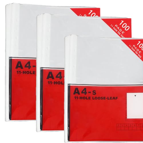 Dokumentenhüllen A4, Transparent, 100 Stück, 200 Stück, A4, verstärkter Rücken, Multiloch-Hüllen für Ringordner (300) von Generisch