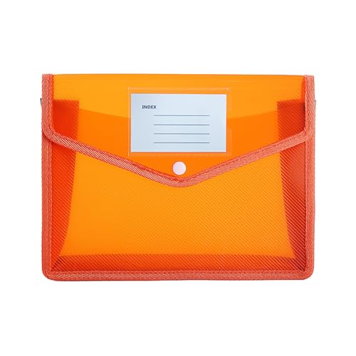 Dokumentenmappe A4, Wasserdicht Dokumententasche A4, Sammelmappen Mit Druckknopf Kunststoff Umschlag Mappe Wasserdicht Sichttasche Dokumenten Mit Karte Mappe Für Reise Büro Dokument Schule (Orange) von Generisch