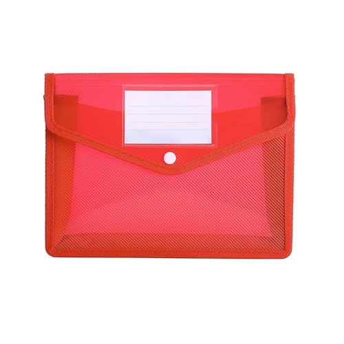 Dokumentenmappe A4, Wasserdicht Dokumententasche A4, Sammelmappen Mit Druckknopf Kunststoff Umschlag Mappe Wasserdicht Sichttasche Dokumenten Mit Karte Mappe Für Reise Büro Dokument Schule (Rot) von Generisch