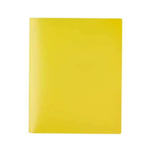 Dokumentenmappe mit 2 Fächern, ULTRAFLACHER A4 Schnellhefter, Nur 0,3cm Dicke, Doppeltaschen + 3-Loch-Hefter für 80 Blatt, Platzsparend für Aktenschrank & Schultasche (Gelb) von Generisch