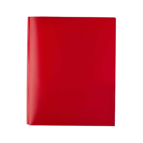 Dokumentenmappe mit 2 Fächern, ULTRAFLACHER A4 Schnellhefter, Nur 0,3cm Dicke, Doppeltaschen + 3-Loch-Hefter für 80 Blatt, Platzsparend für Aktenschrank & Schultasche (Rot) von Generisch