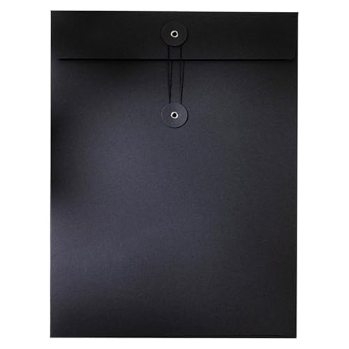 Dokumententasche A 4 Kraftpapier Aktentasche Aktenordner Ordnungsmappe Verdickt Umschläge Organisation mit Externe Taste Wickeldichtung Design Klein Kraft-Umschlag für Büro Schule (Black, One Size) von Generisch