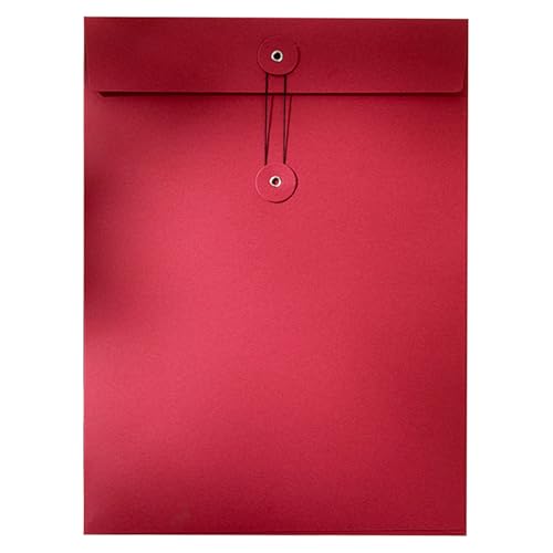 Dokumententasche A 4 Kraftpapier Aktentasche Aktenordner Ordnungsmappe Verdickt Umschläge Organisation mit Externe Taste Wickeldichtung Design Klein Kraft-Umschlag für Büro Schule (Red, One Size) von Generisch