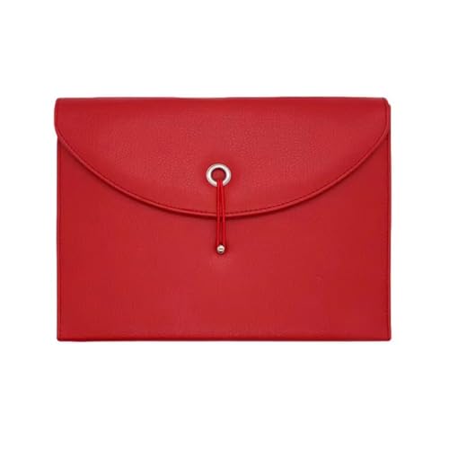 Dokumententasche aus PU-Leder, Fächermappe, A4-Zeichenpapier-Organizer, Leder-Dokumententasche, Umschlag-Dokumenten-Organizer (rot) von Generisch