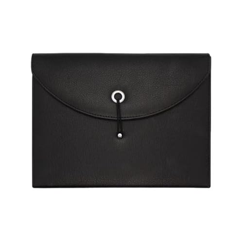 Dokumententasche aus PU-Leder, Fächermappe, A4-Zeichenpapier-Organizer, Leder-Dokumententasche (schwarz) von Generisch