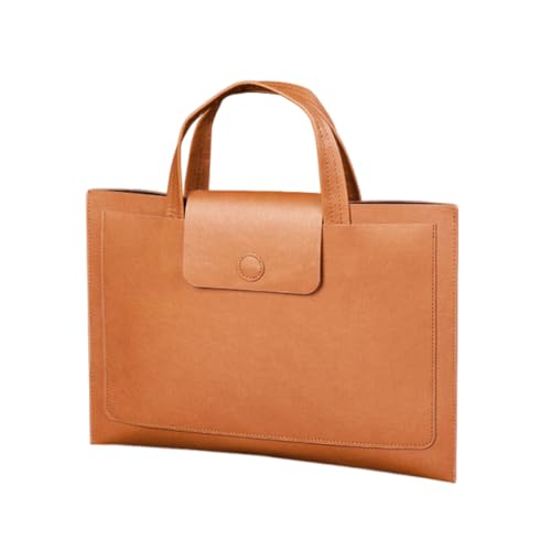 Dokumententasche aus PU-Leder mit Griff, Magnetknopf, doppellagig, wasserdicht, Dokumenten-Organizer, Quittungsdatei-Brieftasche, A4, Braun von Generisch