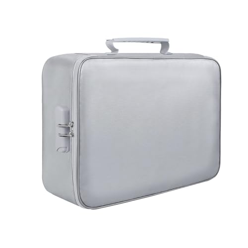 Dokumententasche mit Schloss, feuerfest, 3-lagig, mit Wasser-Reißverschluss, tragbare Reise-Organizer-Tasche für Laptop, Dateien, Zertifikate, Canvas-Aufbewahrungsbehälter für Regale (Grau Dokumententasche mit Schloss, feuerfest, 3-lagig, mit Wasser-Reißverschluss, tragbare Reise-Organizer-Tasche für Laptop, Dateien, Zertifikate, Canvas-Aufbewahrungsbehälter für Regale (Grau von Generisch