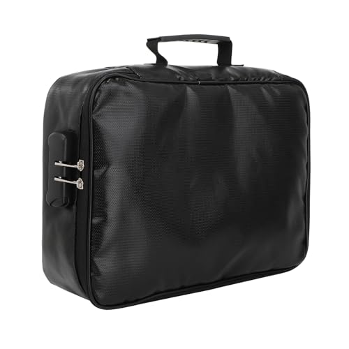 Dokumententasche mit Schloss, feuerfest, 3-lagig, mit Wasser-Reißverschluss, tragbare Reise-Organizer-Tasche für Laptop, Dateien, Zertifikate, Canvas-Aufbewahrungsbehälter für Regale (Schwarz Dokumententasche mit Schloss, feuerfest, 3-lagig, mit Wasser-Reißverschluss, tragbare Reise-Organizer-Tasche für Laptop, Dateien, Zertifikate, Canvas-Aufbewahrungsbehälter für Regale (Schwarz von Generisch