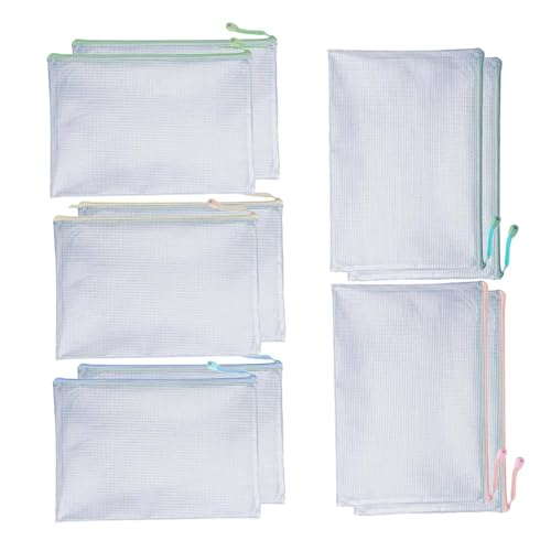 Dokumententaschen aus wasserdichtem Netzstoff, mit Reißverschluss, A4, Mehrzweck-Reisetasche, wiederverwendbar, transparent, für Büro, Zuhause, Geschäftsorganisation, 10 Stück von Generisch