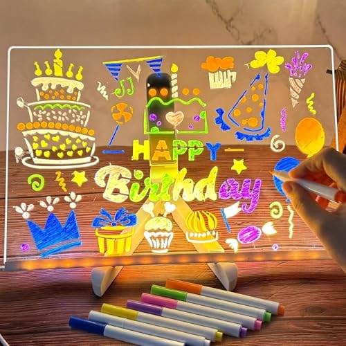 Doodle Glow Drawing Board, Doodle Glow, Homeanoak LED Drawing Board, Kivvy Magic 𝐁𝐨𝐚𝐫𝐝, DIY 𝐆𝐥𝐨𝐰 Creative Magic 𝐁𝐨𝐚𝐫𝐝 with 7/12 Colors (7Colors,30 * 20cm/11.8 * 7.8in) von Generisch