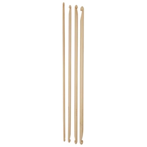 Doppelendige Häkelnadel – Bambus-Häkelnadel-Set | ergonomische Bastelwerkzeuge zum Weben, Stricken, handgemachtes Nähen | 24 cm Haken in 3–6 mm Größen für Bastelliebhaber von Generisch