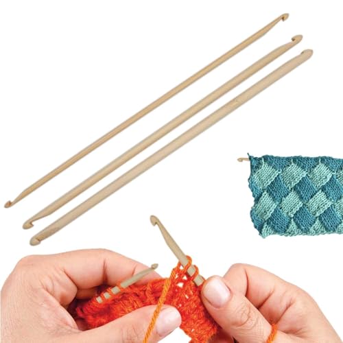 Doppelendige Häkelnadel – Bambus-Häkelnadel-Set | ergonomische Bastelwerkzeuge zum Weben, Stricken, handgemachtes Nähen | 24 cm Haken in 3–6 mm Größen für Bastelliebhaber von Generisch