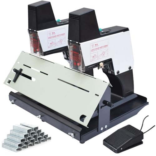 Doppelkopf-Automatischer Hefter mit Fußpedal, 9 Geschwindigkeiten einstellbar für effizientes flaches und vertikales Binden, ideal für Büro und Schule von Generisch