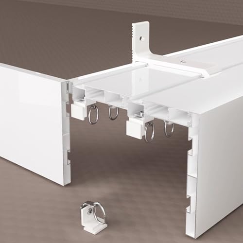 Doppelläufiges Decken-Vorhangschienensystem | geräuschlose Schiebevorhänge aus Aluminium mit Volant und Wandstangen (427 cm) – ideal für Zuhause und Büro von Generisch