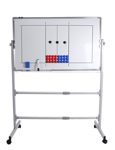 Doppelseitiges Whiteboard auf Rädern für Trainer, trocken abwischbare Tafel mit magnetischen Markern und Radiergummi, ideal für Basketball, Fußball und Volleyball von Generisch