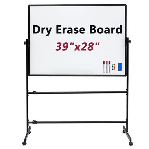 Doppelseitiges magnetisches mobiles Whiteboard, höhenverstellbar, rollend, trocken abwischbar, wendbare Staffelei für Schule, Zuhause und Büro Doppelseitiges magnetisches mobiles Whiteboard, höhenverstellbar, rollend, trocken abwischbar, wendbare Staffelei für Schule, Zuhause und Büro von Generisch
