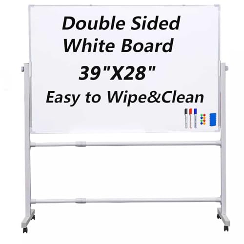 Doppelseitiges mobiles trocken abwischbares Whiteboard, große rollende Staffelei mit Rollen, tragbares verstellbares Steh-Whiteboard für Büro, Klassenzimmer und Zuhause Doppelseitiges mobiles trocken abwischbares Whiteboard, große rollende Staffelei mit Rollen, tragbares verstellbares Steh-Whiteboard für Büro, Klassenzimmer und Zuhause von Generisch