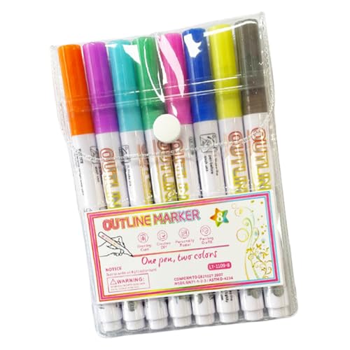 Doppelt linierte Konturenmarker, 8 x Konturen-Skiggles, schimmernde Marker, Kunststifte zum Malen, Kritzeln, Zeichnen und Kalligraphie von Generisch