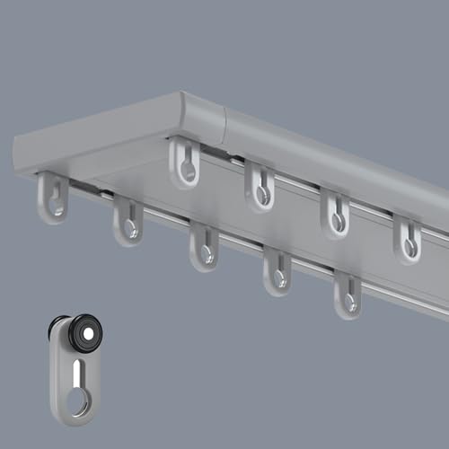 Doppelte Vorhangschiene, Deckenmontage, Gleitschienen für Vorhänge, Aluminium-Raumteiler mit leisen Rädern Doppelte Vorhangschiene, Deckenmontage, Gleitschienen für Vorhänge, Aluminium-Raumteiler mit leisen Rädern von Generisch