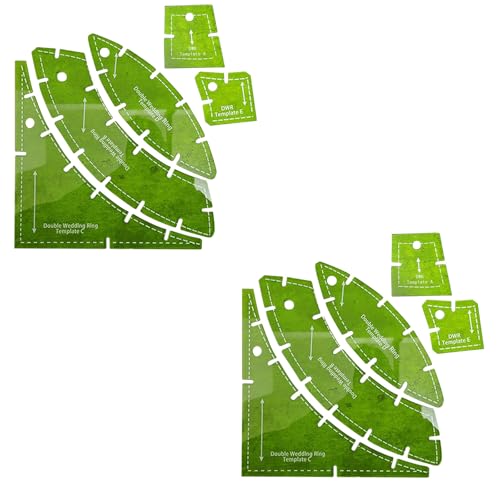 Doppelter Hochzeitsring-Steppschablonen, multifunktional, wiederverwendbar, Quilt-Lineal-Vorlagen, Schnittmuster-Werkzeuge, 5 x Hochzeitsring-Set, Vorlage zum Basteln (2 Set) von Generisch