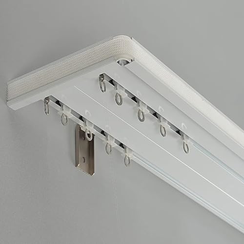 Doppeltes Vorhangschienen-Set mit Gleitern für Raumteiler, Fensterdekoration – Wandmontage für einfache Installation und reibungslosen Betrieb von Generisch