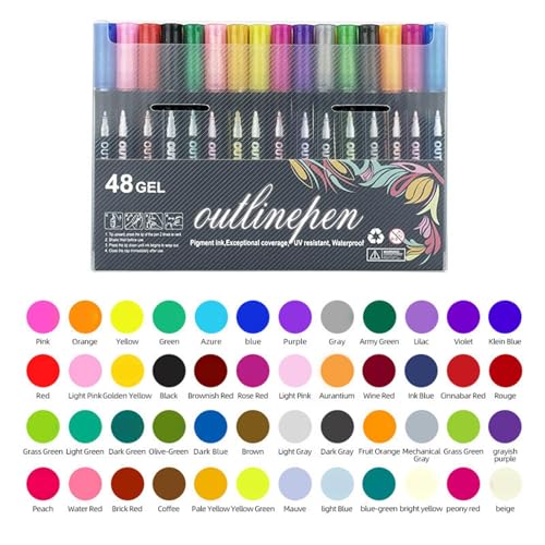 Double-Lines Shimmer Marker – Metallics Outline Pens Kunst, Doodle Textmarker | Glitzer Schreibwaren Marker, Kreative Kunst und Bastelbedarf für Handwerk Scrapbooking Fotoalben Grußauto Double-Lines Shimmer Marker – Metallics Outline Pens Kunst, Doodle Textmarker | Glitzer Schreibwaren Marker, Kreative Kunst und Bastelbedarf für Handwerk Scrapbooking Fotoalben Grußauto von Generisch