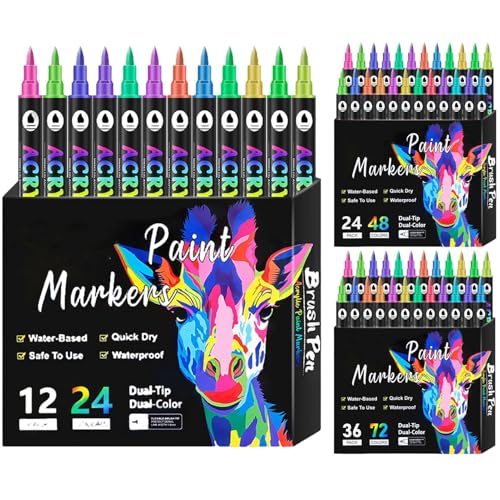 Double Tip Markers, Drawing Pens, Art Coloring, Fine Brush Marker Set for Kids Adults, Artist Sketch Markers, Journaling, Lettering, Crafts, School, Home 6.5x0.35 inches Double Tip Markers, Drawing Pens, Art Coloring, Fine Brush Marker Set for Kids Adults, Artist Sketch Markers, Journaling, Lettering, Crafts, School, Home 6.5x0.35 inches von Generisch