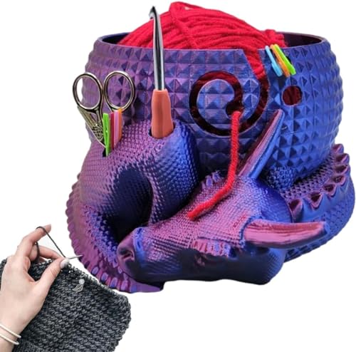 Drache und Ei Garnschale | Harzgarnschalen zum Stricken | Multifunktionale Strickgarnhalter Aufbewahrungsboxen | Strickgarn Aufbewahrungshalter, Drachen und Ei Garn Schale, Häkelzubehör (Lila) von Generisch
