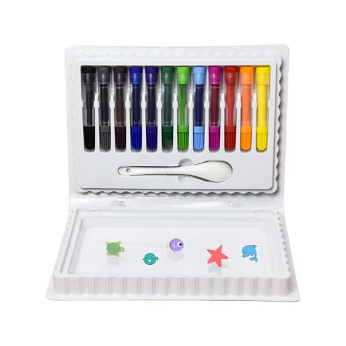 Drawing Pens, Water Floating Markers, Erasable Ink Set, 12 Vibrant Colors, Includes Spoon Tool, Fun Art Supplies for Kids, Home, Classroom, School, 9.69x1.38x6.85 inches von Generisch