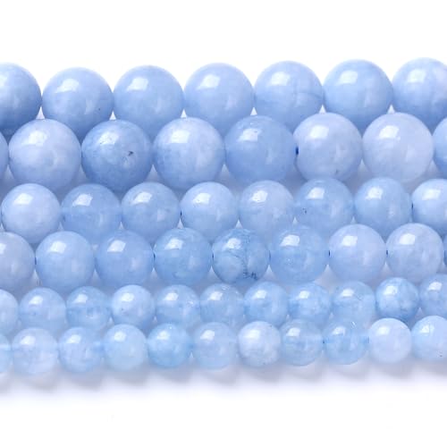 Dream blaue Chalcedon-Perlen, Edelstein, rund, Kristall, für Schmuckherstellung, DIY, 1 Strang, 39,4 cm, 60 Stück, 6 mm Dream blaue Chalcedon-Perlen, Edelstein, rund, Kristall, für Schmuckherstellung, DIY, 1 Strang, 39,4 cm, 60 Stück, 6 mm von Generisch