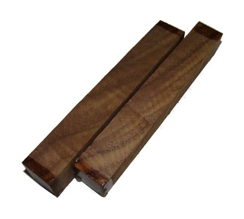 Drechselholz Pen Blanks 2x2x12cm 2Stück, verschiedene Holzarten, Stiftrohlinge für Kugelschreiber, DIY, Turning Blank (Nussbaum, amerikanisch) von Generisch