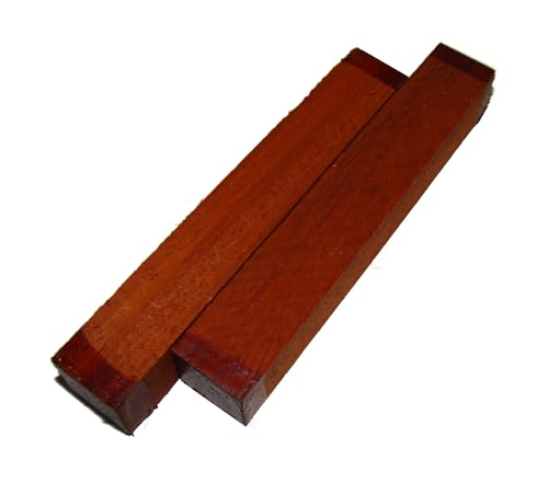 Drechselholz Pen Blanks 2x2x12cm 2Stück, verschiedene Holzarten, Stiftrohlinge für Kugelschreiber, DIY, Turning Blank (Padouk) von Generisch