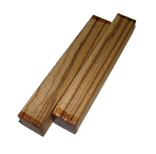 Drechselholz Pen Blanks 2x2x12cm 2Stück, verschiedene Holzarten, Stiftrohlinge für Kugelschreiber, DIY, Turning Blank (zebrano) von Generisch