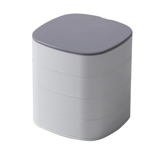 Drehbarer Schmuck-Organizer | 4-lagiger Ohrringhalter | Schmuckkoffer mit Deckel, staubdichter Schmuck-Organizer, Schreibtisch-Schmuck-Organizer, Schmuckschatullen für Frauen, Schmuckkästen für von Generisch