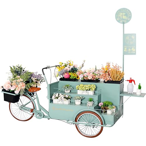 Dreistufiger Dreiradständer mit Baldachin – Große Kapazität Outdoor-Blumendisplay Markt & Ständer Grün Wagen für Gartenveranstaltungen & Messen von Generisch