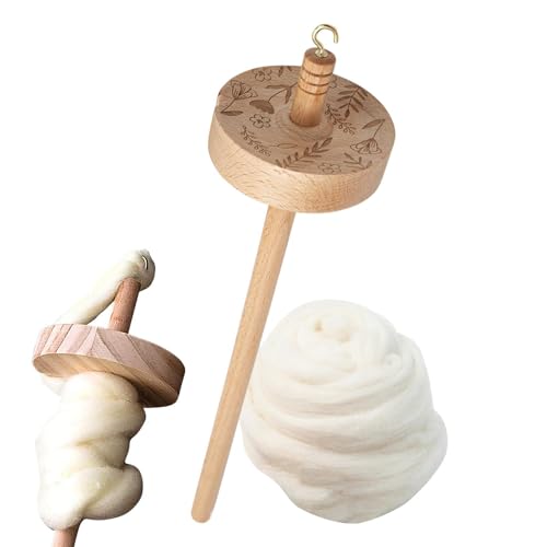Drop Spindel | Wolle Starter Spinner | Top Whorl Drop Spindel Hand geschnitztes Holzwerkzeug | Ergonomisches geschnitztes Design Garn Spinner für Anfänger Profis Nähen, Weben, śpínning, Stricken von Generisch