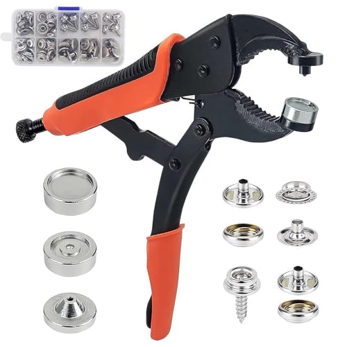 Druckknopf-Werkzeug, robustes Druckknopf-Set, Schraub-Schnappwerkzeuge im Lieferumfang enthalten, 1 x Zange und 20 Sets 15 mm Edelstahl-Druckknöpfe, Druckknöpfe für Bootsabdeckung, Planen, Leinwand, von Generisch