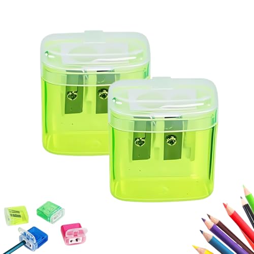 Dual Holes Compact Colored Handheld Pencil Sharpener, Pencil Sharpeners with Lid, Transparent Shavings Container, Compact Cute Sharpener for Kids Adults Students School Home Office (Yellow*2) von Generisch