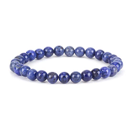 Dumortierit kleine – kleine, mittelgroße und große Größen – Edelstein-Perlenarmbänder für Damen und Herren – 6 mm runde Perlen von Generisch