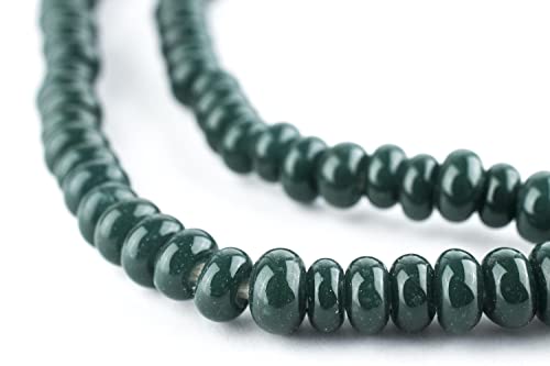 Dunkelgrüne Glas-Donut-Perlen – 61 cm Strang mit indonesischen Rondelle-Java-Glasperlen zum Basteln und zur Schmuckherstellung Dunkelgrüne Glas-Donut-Perlen – 61 cm Strang mit indonesischen Rondelle-Java-Glasperlen zum Basteln und zur Schmuckherstellung von Generisch