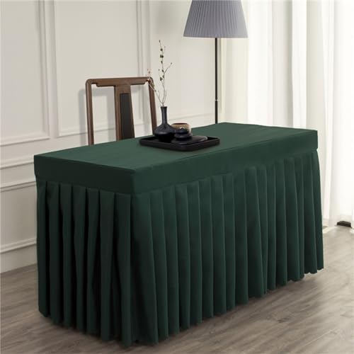 Dunkelgrüner rechteckiger Tischrock, Polyester-Tischdecke für Hotelbankette, Partys, Hochzeiten, Meetings und Bar-Dekoration (160 x 40 x 75 cm), elegante Tischdecke von Generisch