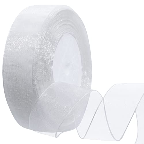 Durchsichtiges Chiffonband, 2,5 cm, durchscheinendes Chiffon, für Geschenkverpackungen und Hochzeitsdekoration, Bastelprojekte und Partygeschenke Durchsichtiges Chiffonband, 2,5 cm, durchscheinendes Chiffon, für Geschenkverpackungen und Hochzeitsdekoration, Bastelprojekte und Partygeschenke von Generisch