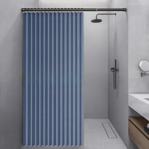 Duschvorhang, strapazierfähig, wasserdicht, faltbar, Anti-Schimmel, Magnetverschluss, spritzwassergeschützt, Leinen, Blau, 180 x 200 cm, perfekt für Badezimmer und Dusche Duschvorhang, strapazierfähig, wasserdicht, faltbar, Anti-Schimmel, Magnetverschluss, spritzwassergeschützt, Leinen, Blau, 180 x 200 cm, perfekt für Badezimmer und Dusche von Generisch
