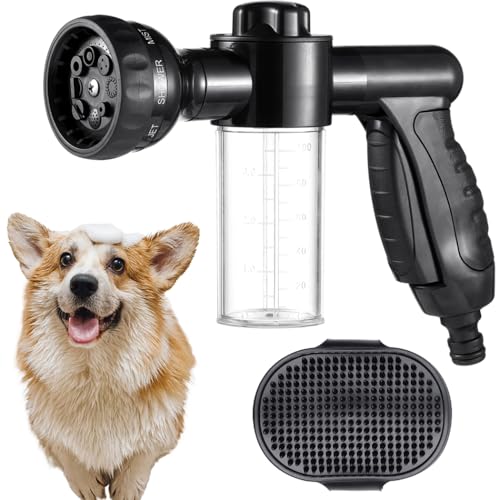 Duschwerkzeug-Set für Hunde und Katzen, Pferde, mit 8 Modi und Gummikamm, 2-teiliges Haustier-Badbürsten-Set mit Seifenflasche und verstellbarem Griff Duschwerkzeug-Set für Hunde und Katzen, Pferde, mit 8 Modi und Gummikamm, 2-teiliges Haustier-Badbürsten-Set mit Seifenflasche und verstellbarem Griff von Generisch