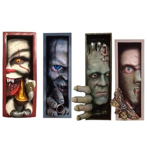 ERMAO 4er-Set Bücherregal Monster, Guckt, Kreative Harz Frankensteins Monster Buchecke, Horror Buchstützen für Halloween Dekoration ERMAO 4er-Set Bücherregal Monster, Guckt, Kreative Harz Frankensteins Monster Buchecke, Horror Buchstützen für Halloween Dekoration von Generisch