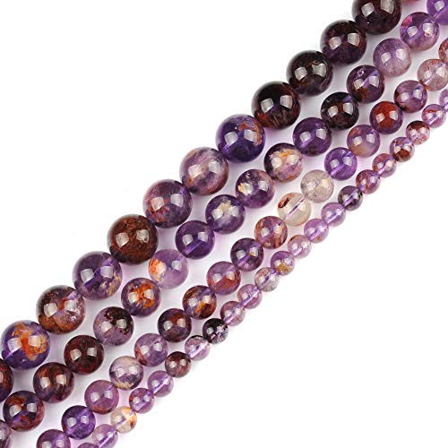Echte natürliche, glatte, runde Amethyst-Edelsteinperlen, lose Perlen zur Schmuckherstellung, ca. 39,4 cm (Amethyst, 12 mm) von Generisch