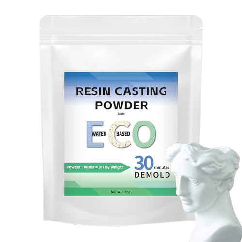 Eco Casting Powder White – Gießpulver aus Kunstharz, wasseraktivierte Gipsmischung, 1000 g, umweltfreundlich, schnell pflegende Gipsmischung, 20-30 Minuten demold von Generisch