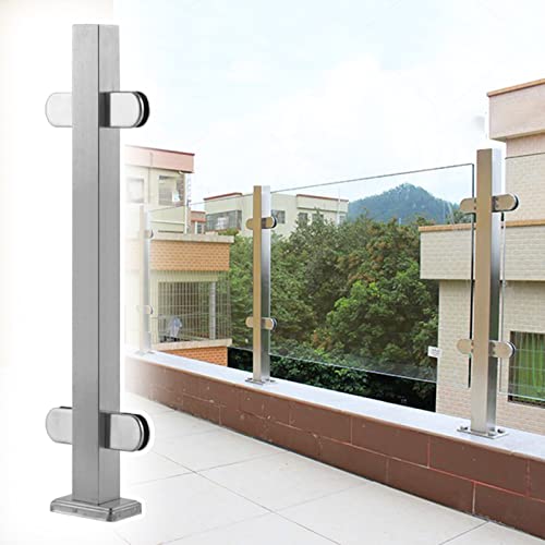 Edelstahl Glas Geländersystem für Balkon & Garten Indoor Outdoor Balustrade mit Klemme für Decks & Treppen Silber Mittelpfosten H6 Größe von Generisch